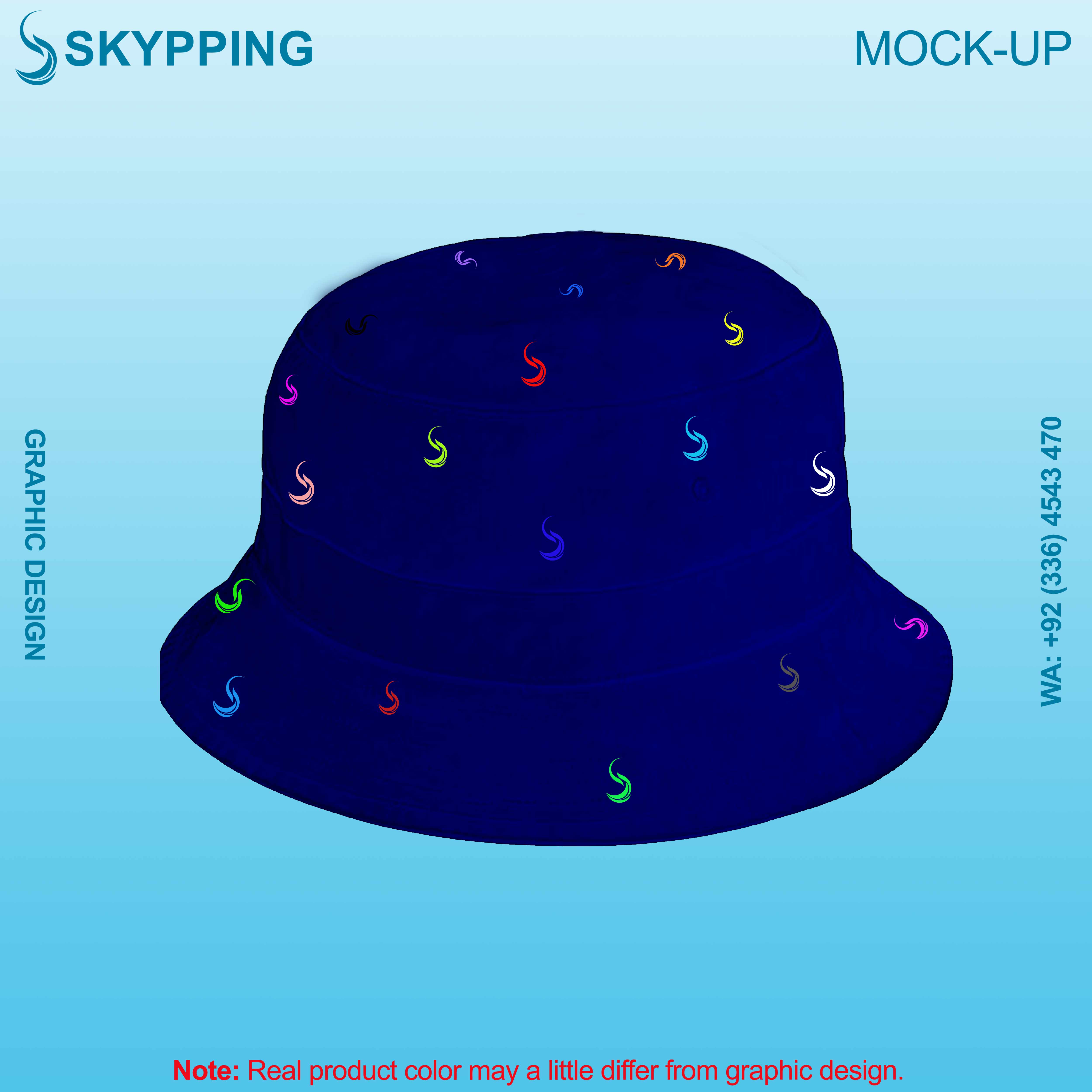 Bucket Hat - Boonie Hat with multiple colored logo in embroidery with denim fabric